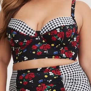 Torrid floral and gingham bikini top